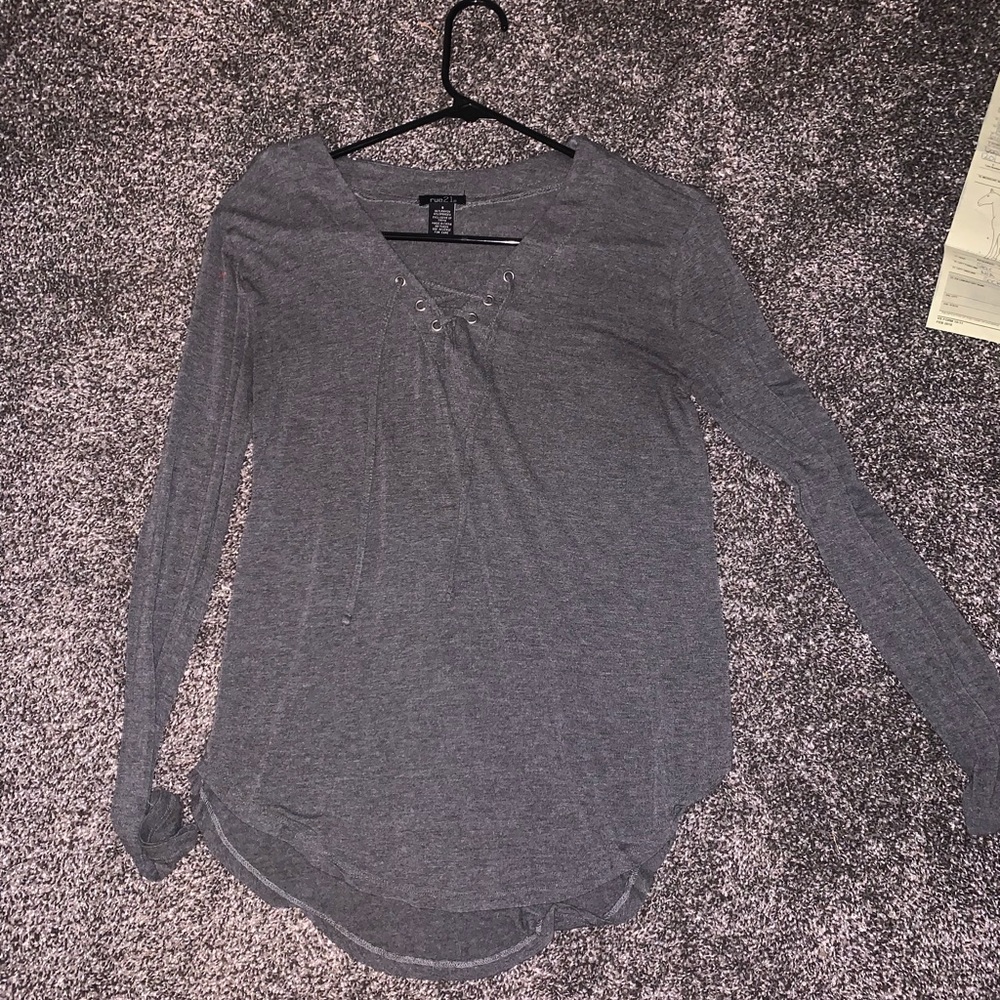 Long sleeve lace up shirt